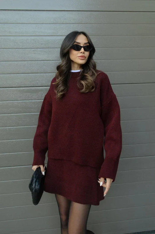 Flavia™ Completo in Maglia - Bordeaux