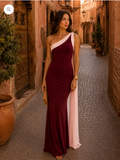 Vivian | Vestito bordeaux monospalla