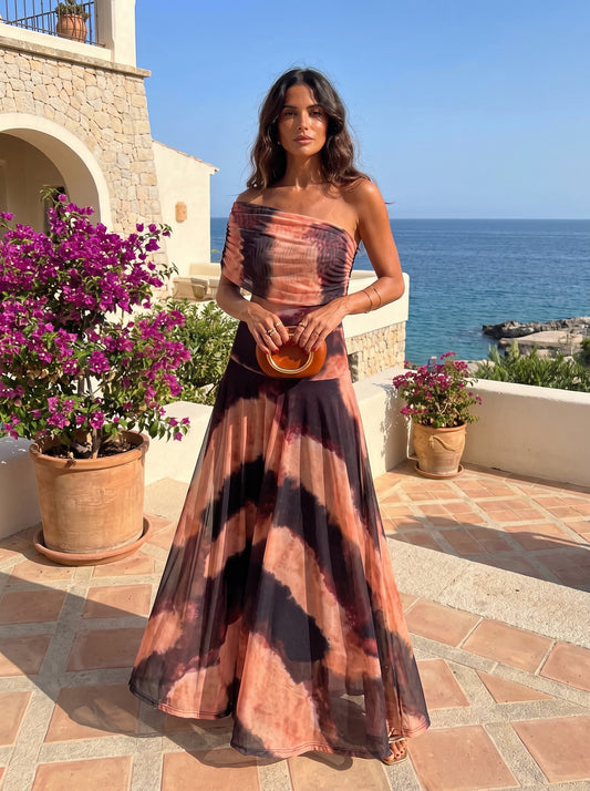 Ingrid | Vestito arancione a motivi