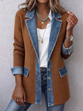 Élise™ | Cappotto in Maglia Costina con Inserti in Denim