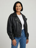 Milea™ | Giacca Oversize in Ecopelle Collo Alto