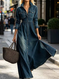 Azzurra™ | Abito Denim Maniche Lunghe con Orlo Grezzo
