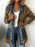 Lorena™ | Giacca Lunga Leopardata con Inserti in Denim