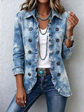Genoveva™ | Giacca Denim Botanica Degradé con Volant