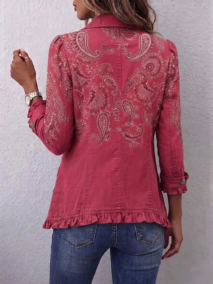Adoración™ — Giacca paisley rosa con volant, vista posteriore