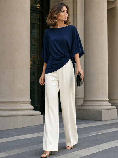 Gabriella™ Completo Blusa Drappeggiata e Pantaloni Ampi