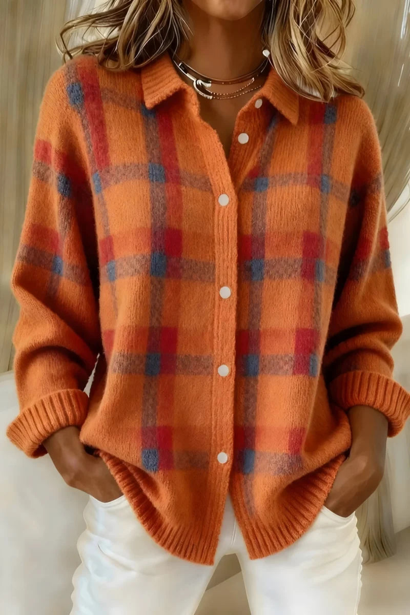 Maïwen™ — Cardigan a quadri verde