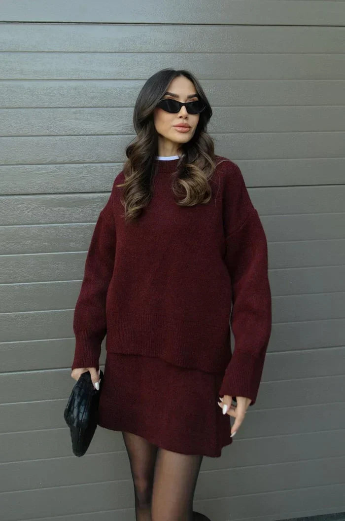 Flavia™ Completo in Maglia - Bordeaux