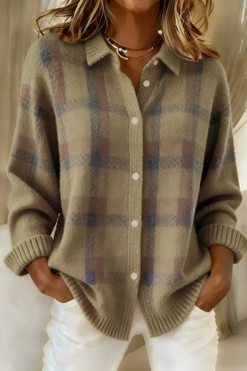 Maïwen™ — Cardigan a quadri lilla