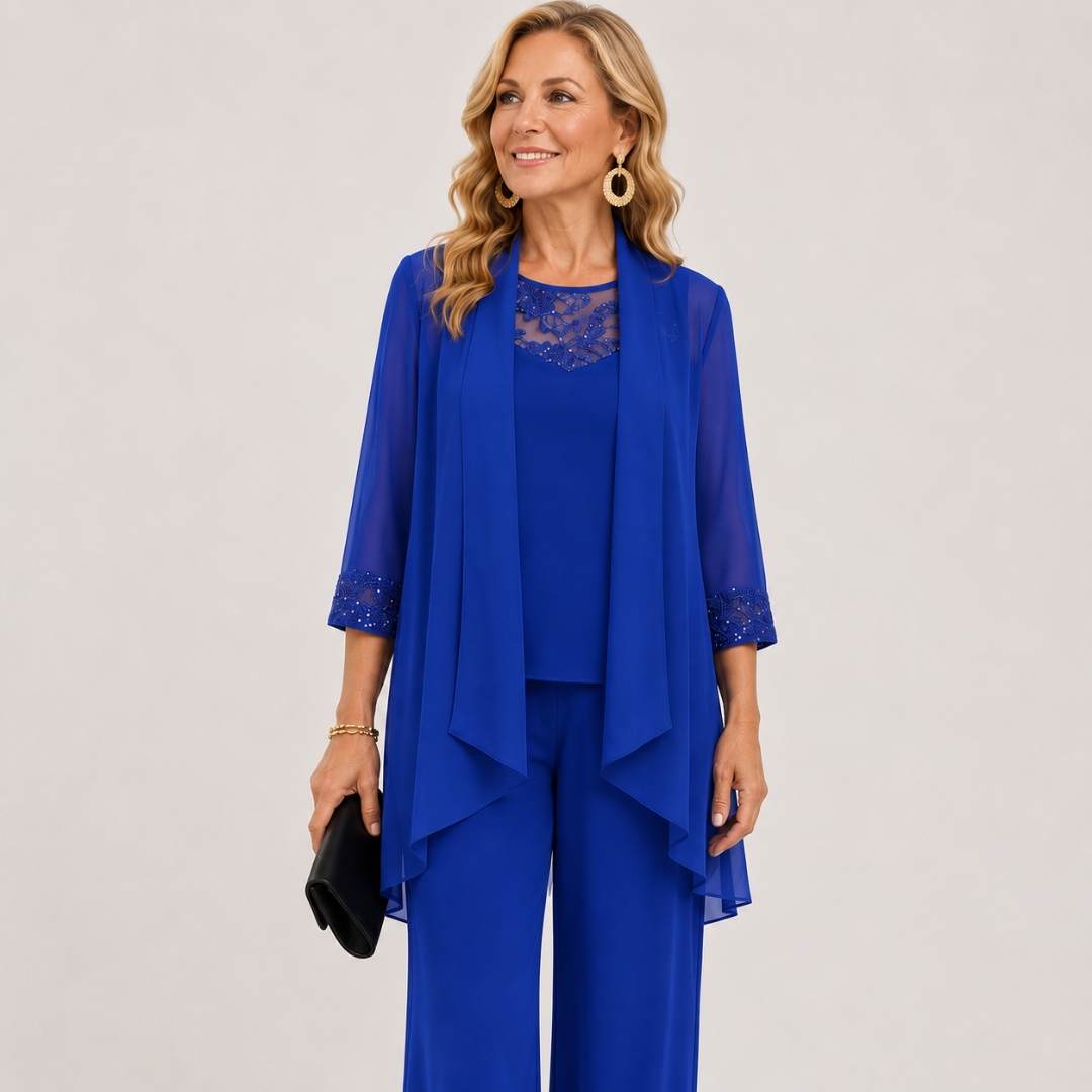 Simonetta™ Completo con Giacca Fluente e Pantaloni a Palazzo