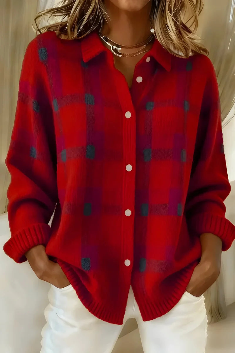 Maïwen™ — Cardigan a quadri arancione