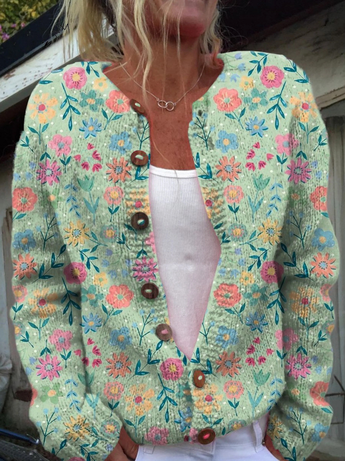 Foxfield - Cardigan vintage a fiori pastello