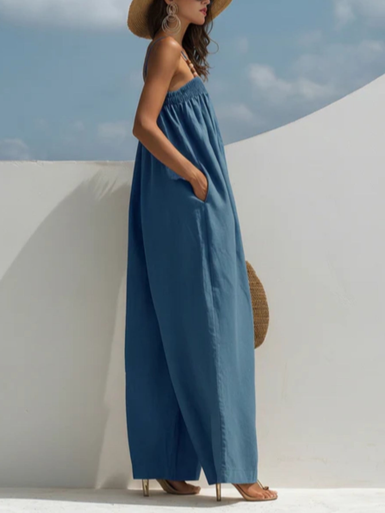 Monica tuta denim gamba larga