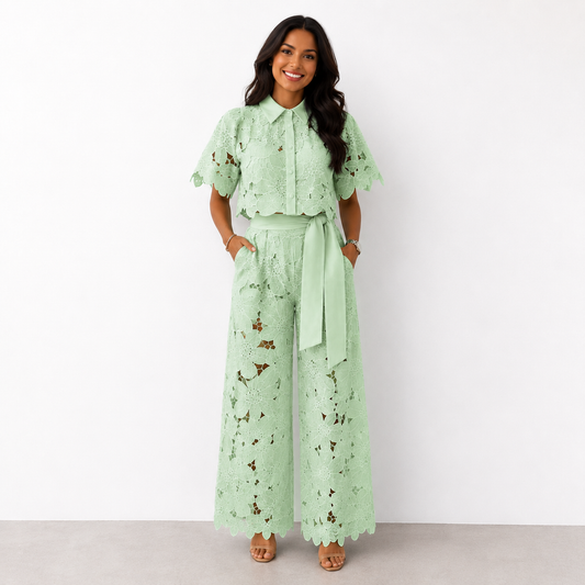 Valeria™ Completo con Pizzo Floreale - Verde