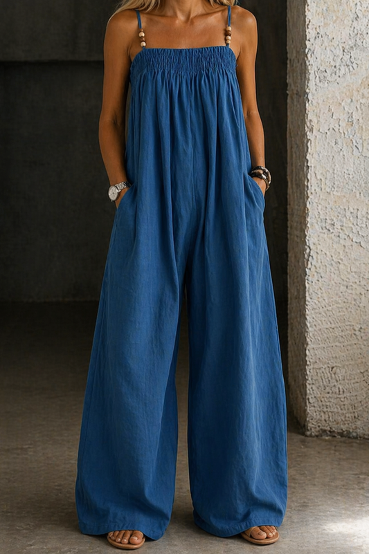 Monica tuta denim gamba larga