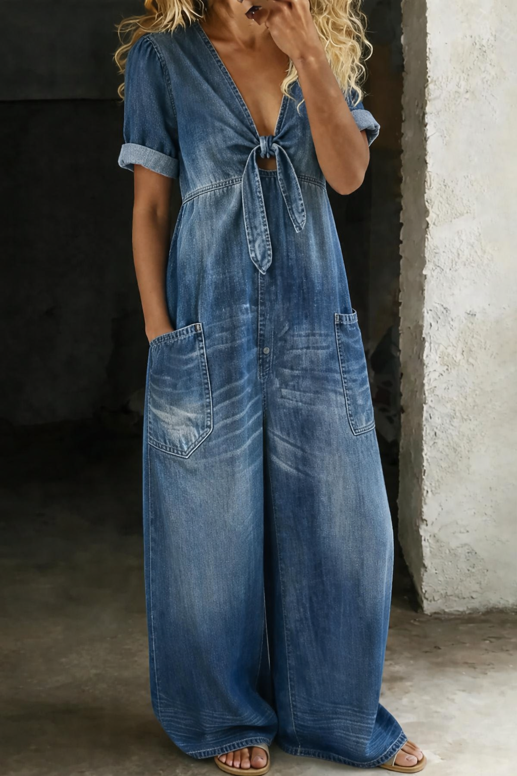 Naya completo denim scollo a V