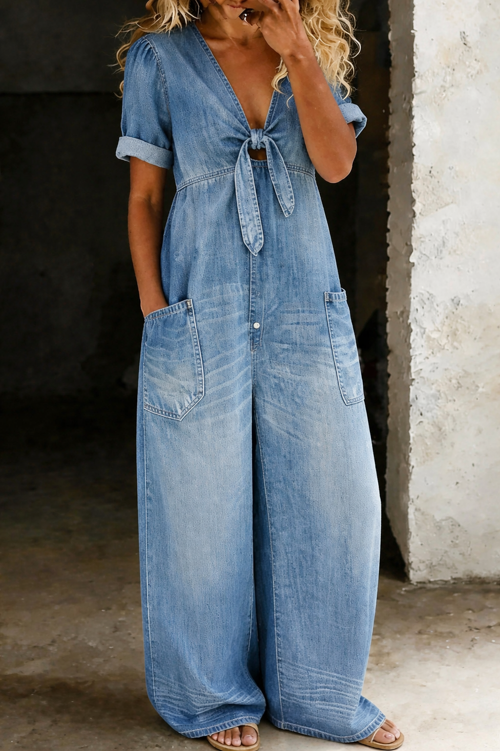 Naya completo denim scollo a V