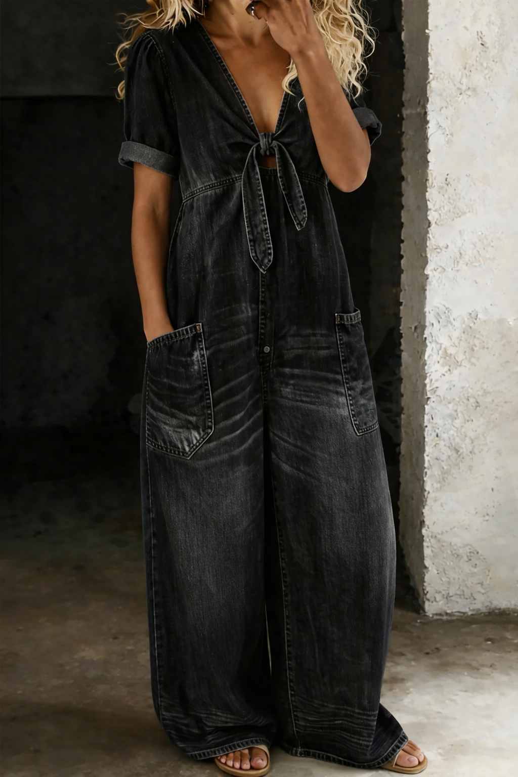 Naya completo denim scollo a V