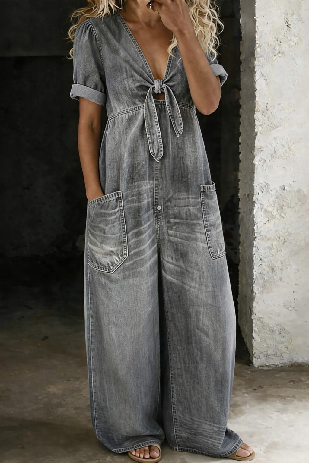 Naya completo denim scollo a V