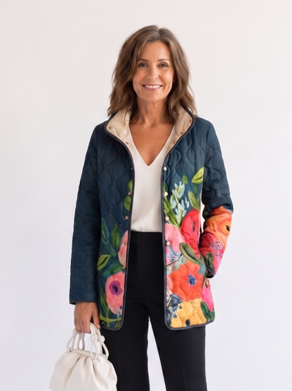 Camille™ | Giacca Trapuntata Fiori Dipinti