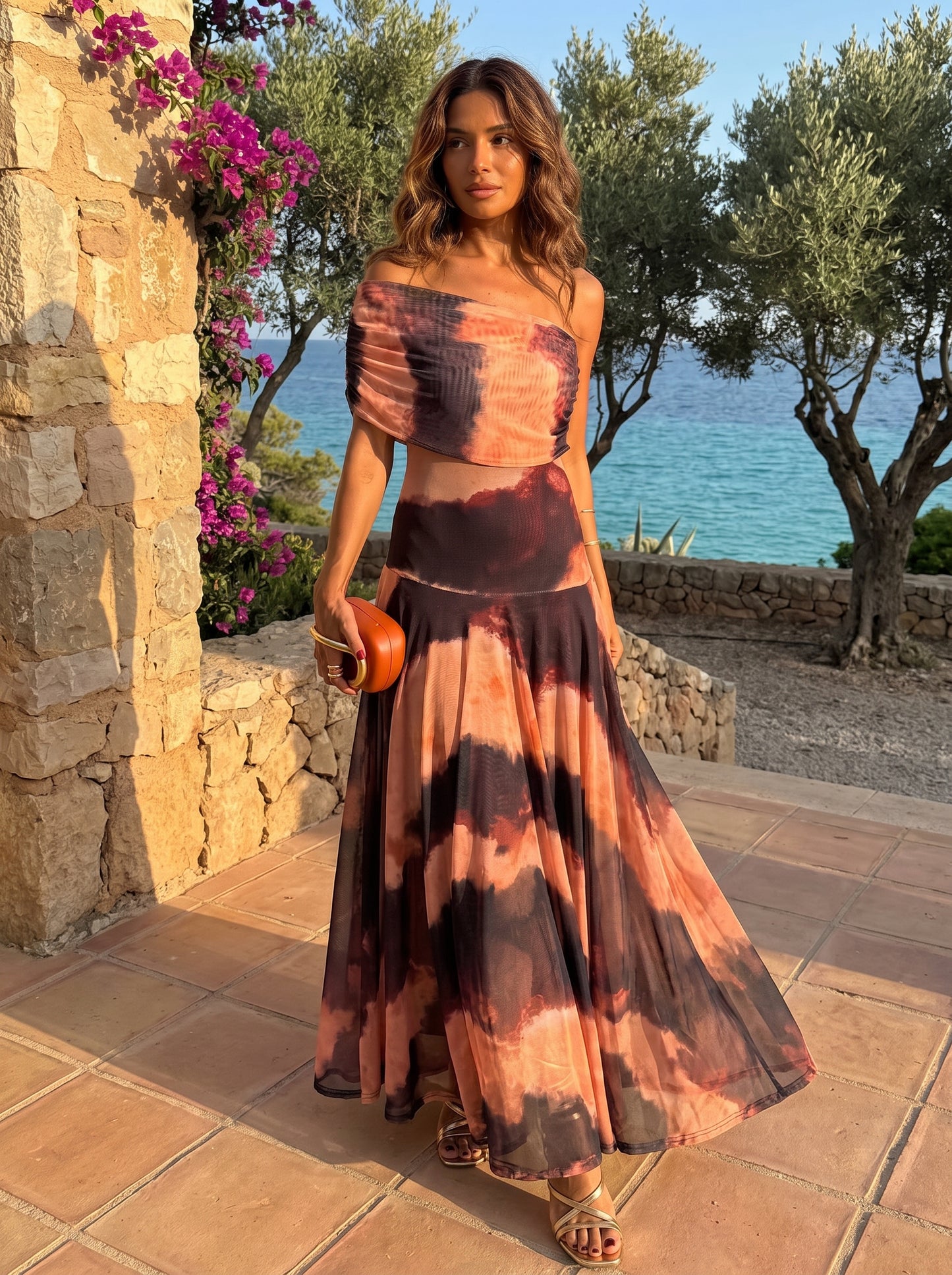 Ingrid | Vestito arancione a motivi