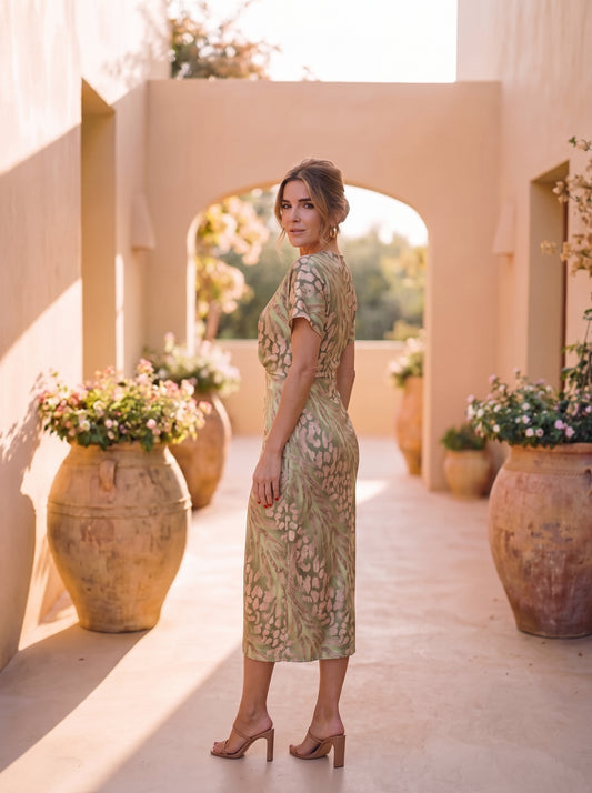 Svea | Vestito midi con nodo in vita