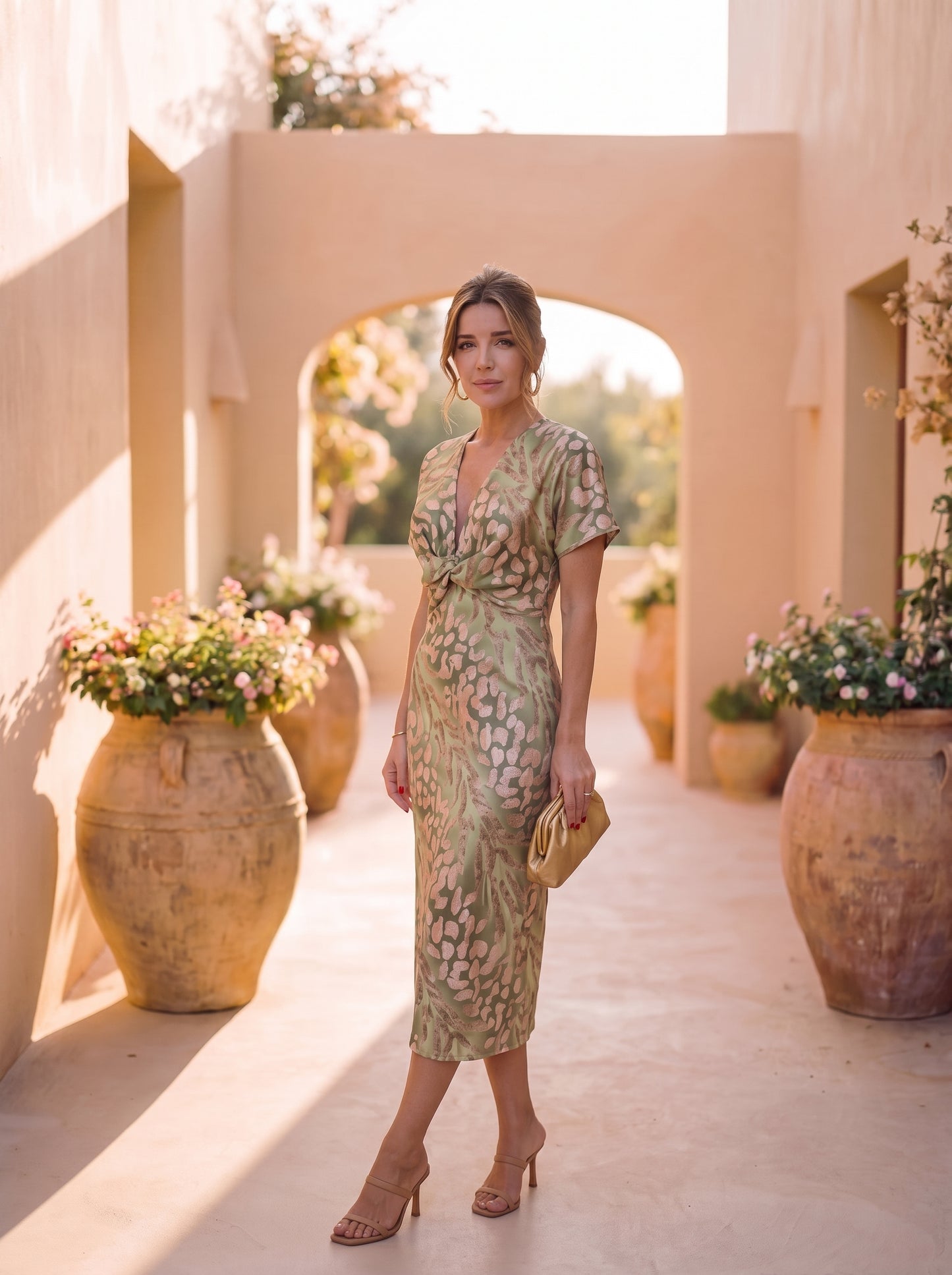 Svea | Vestito midi con nodo in vita