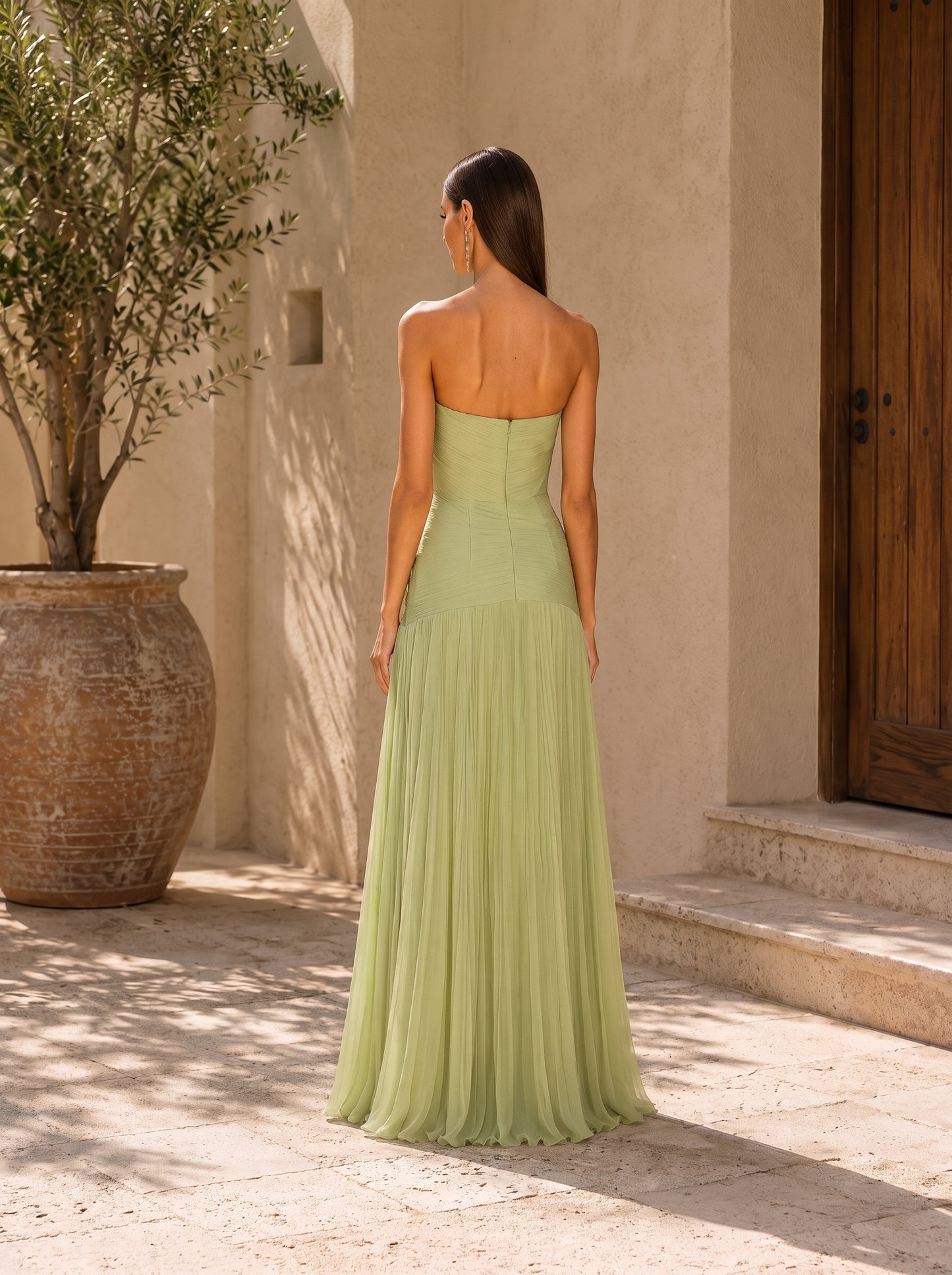 Alma | Vestito bardot con plissé