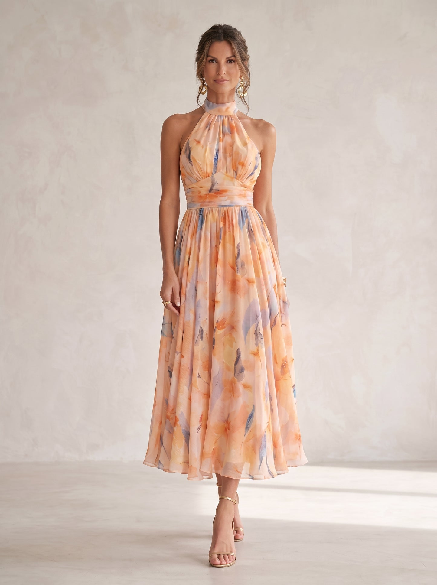 Elise | Vestito halter con acquerello