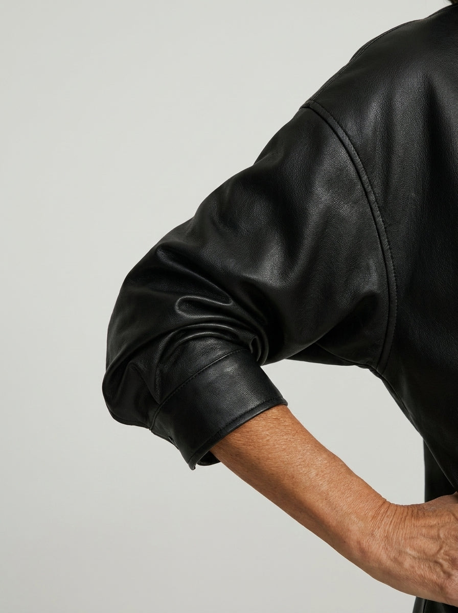 Milea™ | Giacca Oversize in Ecopelle Collo Alto
