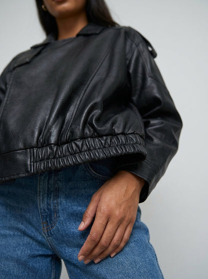 Milea™ | Giacca Oversize in Ecopelle Collo Alto