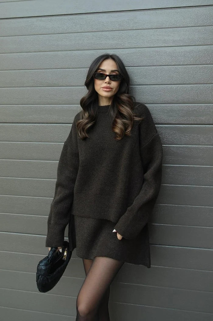 Flavia™ Completo in Maglia - Marrone
