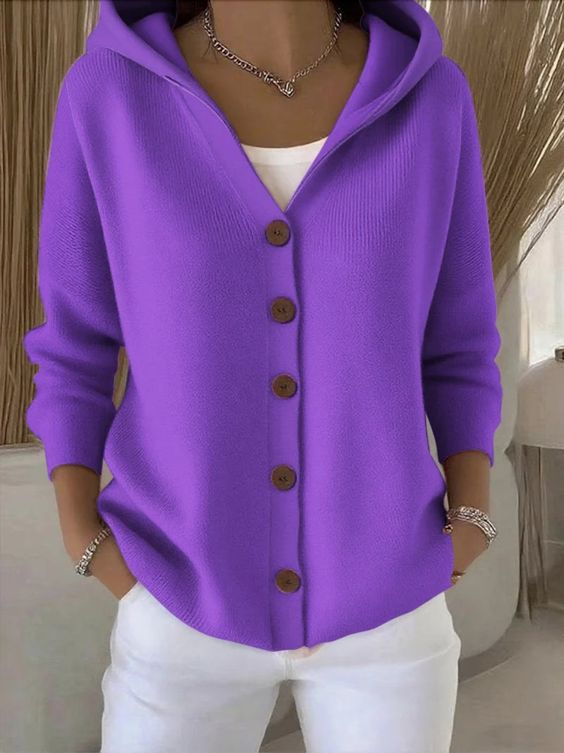 Rocío™ — Giacca in maglia con cappuccio bianca