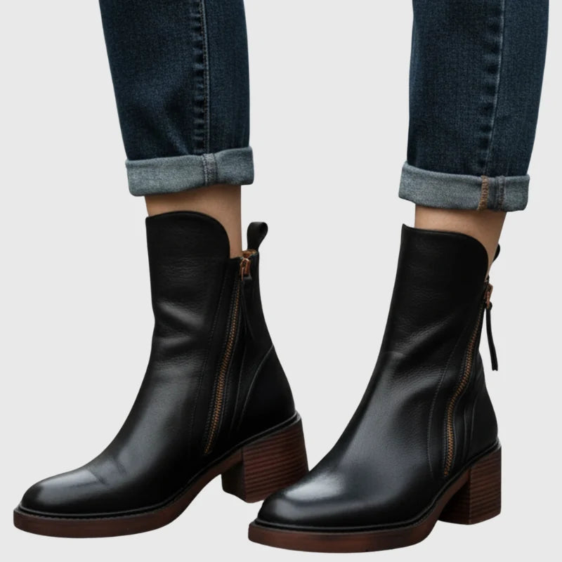 Léonie™ — Tronchetti neri con jeans, vista frontale
