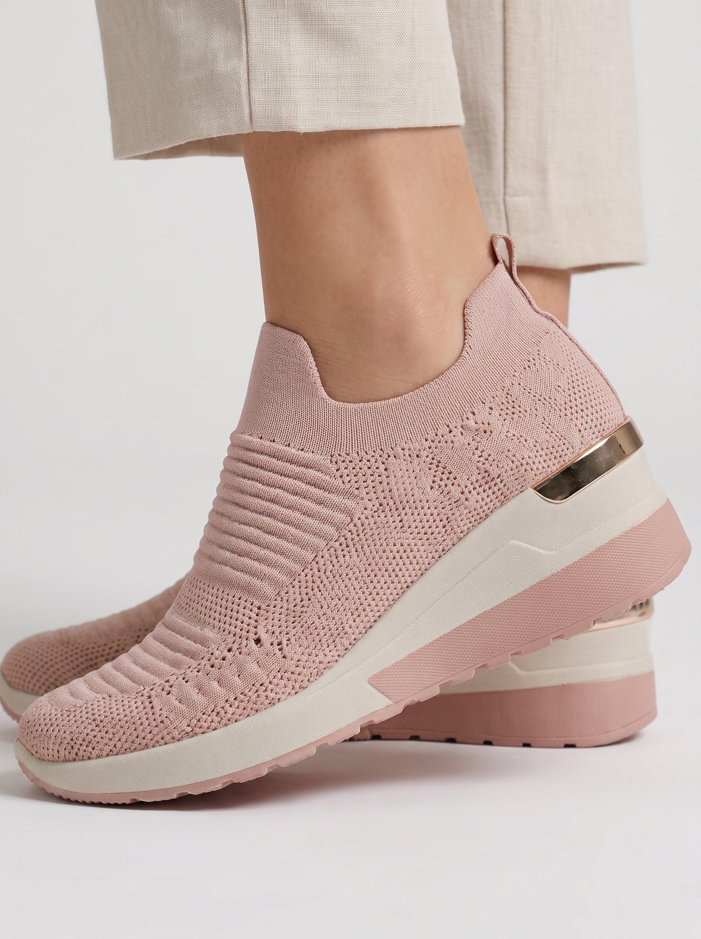 Serena™ | Sneaker Slip-On in Maglia con Dettaglio Dorato