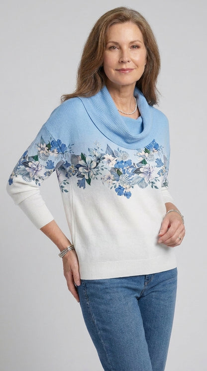 Alora | Maglione Floreale con Collo Morbido