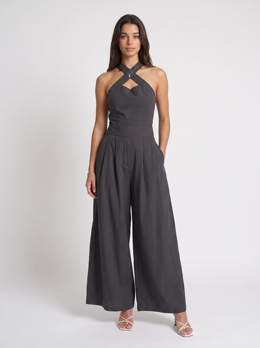 Saga | Jumpsuit grå/rändig