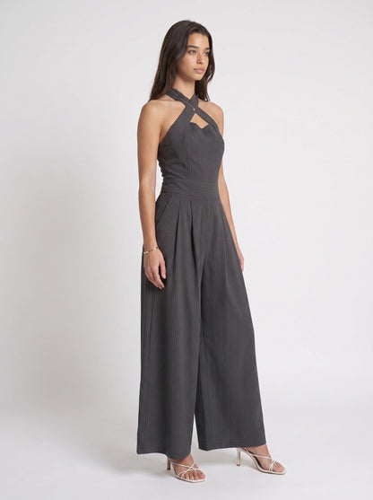 Saga | Jumpsuit grå/rändig