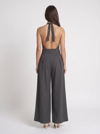 Saga | Jumpsuit grå/rändig