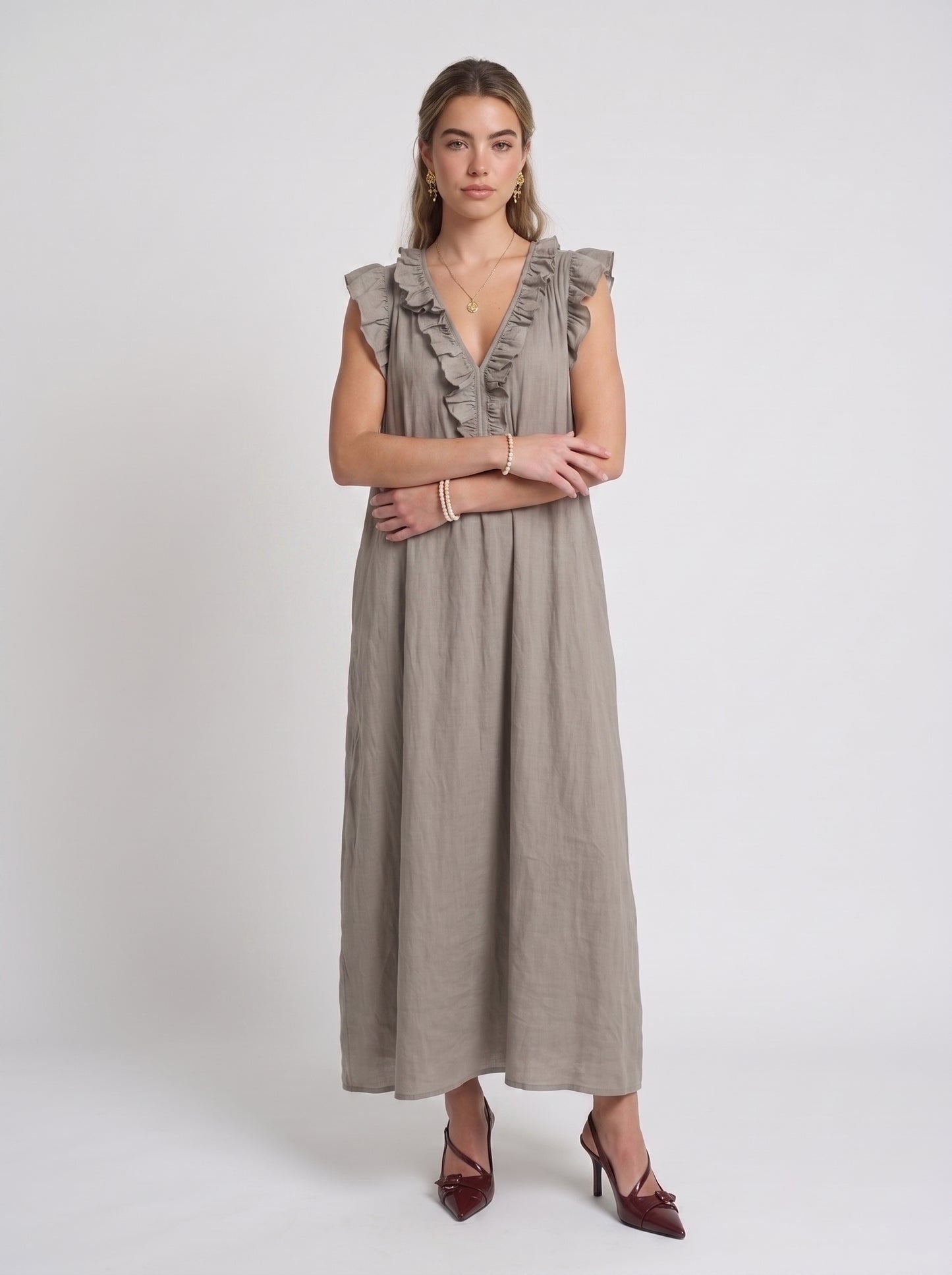 Nina | Maxiklänning taupe