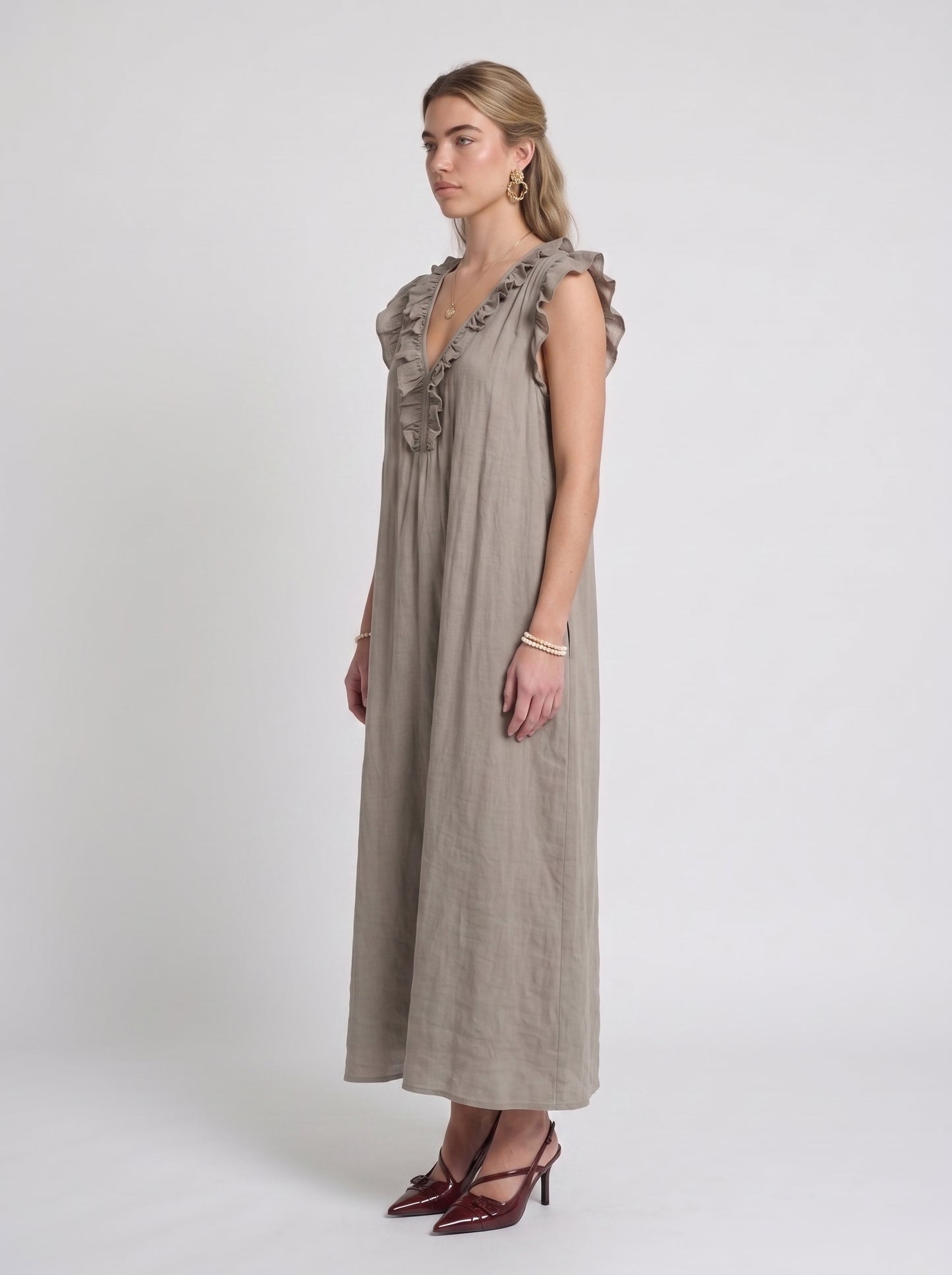 Nina | Maxiklänning taupe
