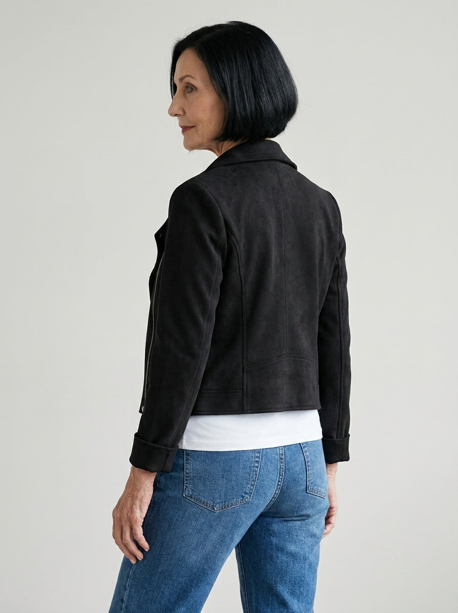 Sienna™ | Giacca in Camoscio con Bottoni Stile Motociclista