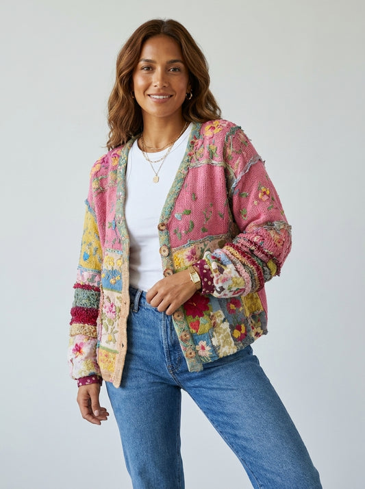 Filomena™ | Cardigan Patchwork a Fiori