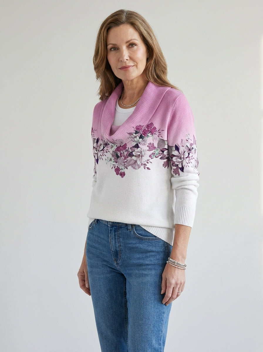 Alora | Maglione Floreale con Collo Morbido