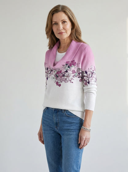Alora | Maglione Floreale con Collo Morbido