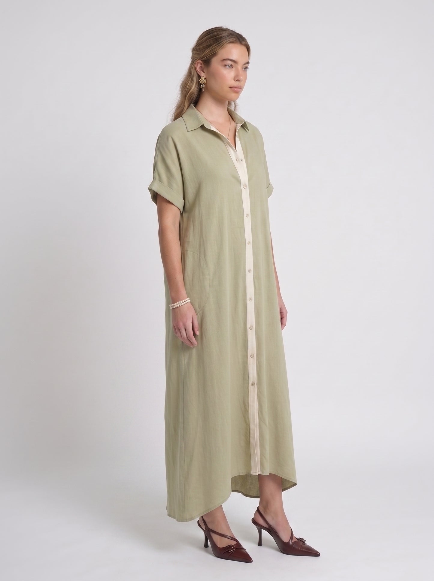 Nina | Klänning sage/gräddе