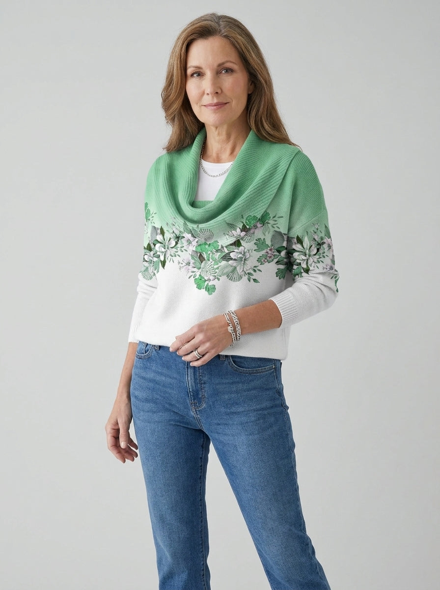 Alora | Maglione Floreale con Collo Morbido