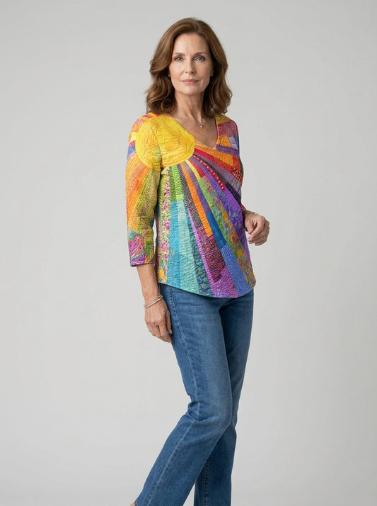 Colette™ | Maglione Stampato Scollo a V