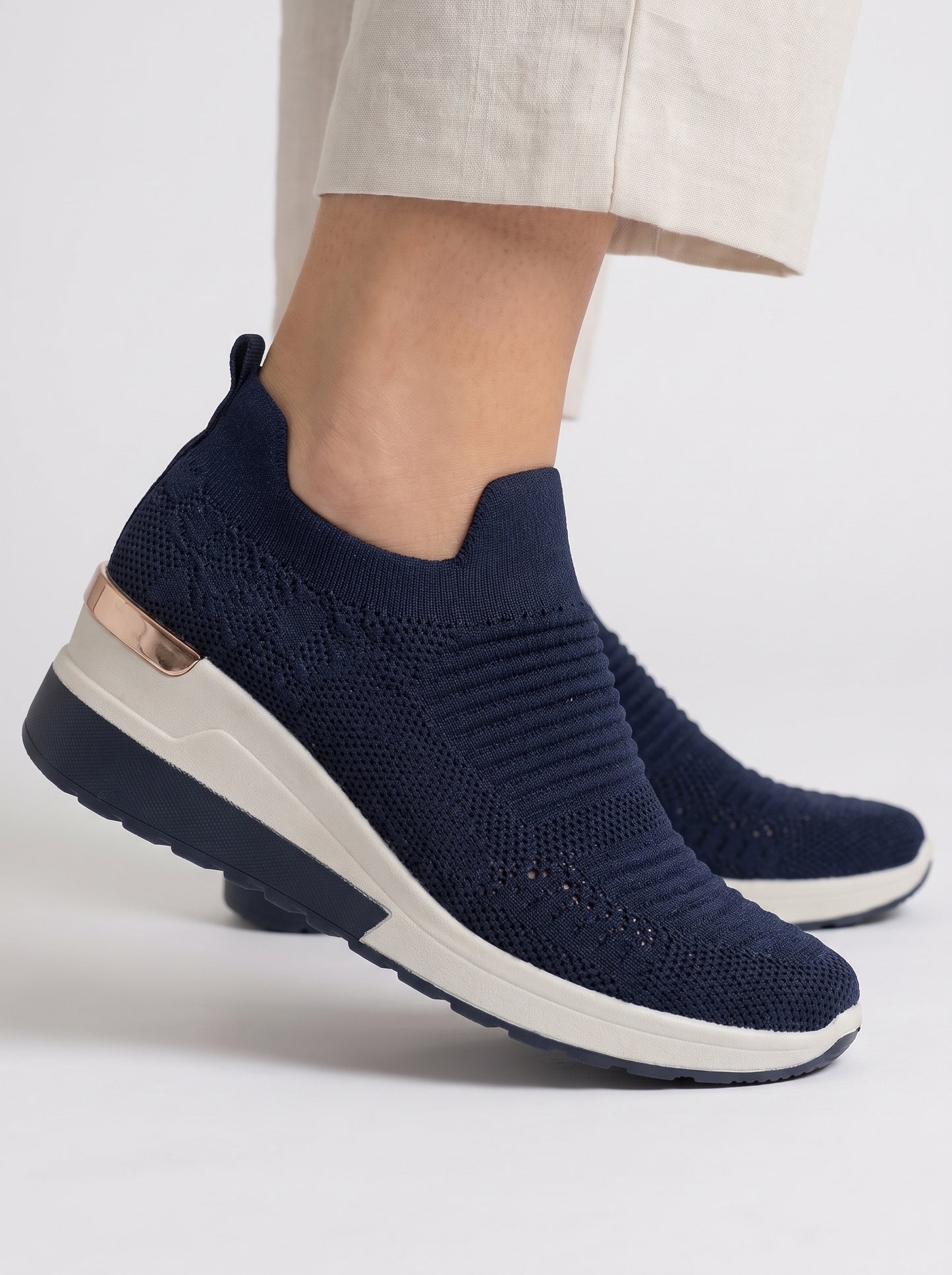 Serena™ | Sneaker Slip-On in Maglia con Dettaglio Dorato