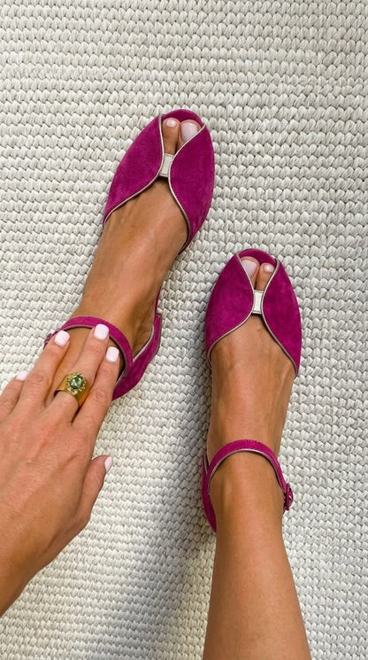Dorotea mockasandaler i fuchsia